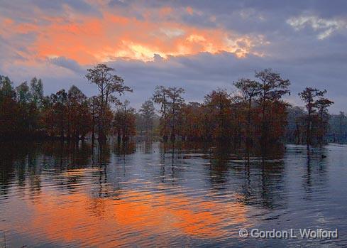 Fire In The Sky_25359.jpg - Lake Martin in the Cypress Swamp Preserve photographed near Breaux Bridge, Louisiana, USA.